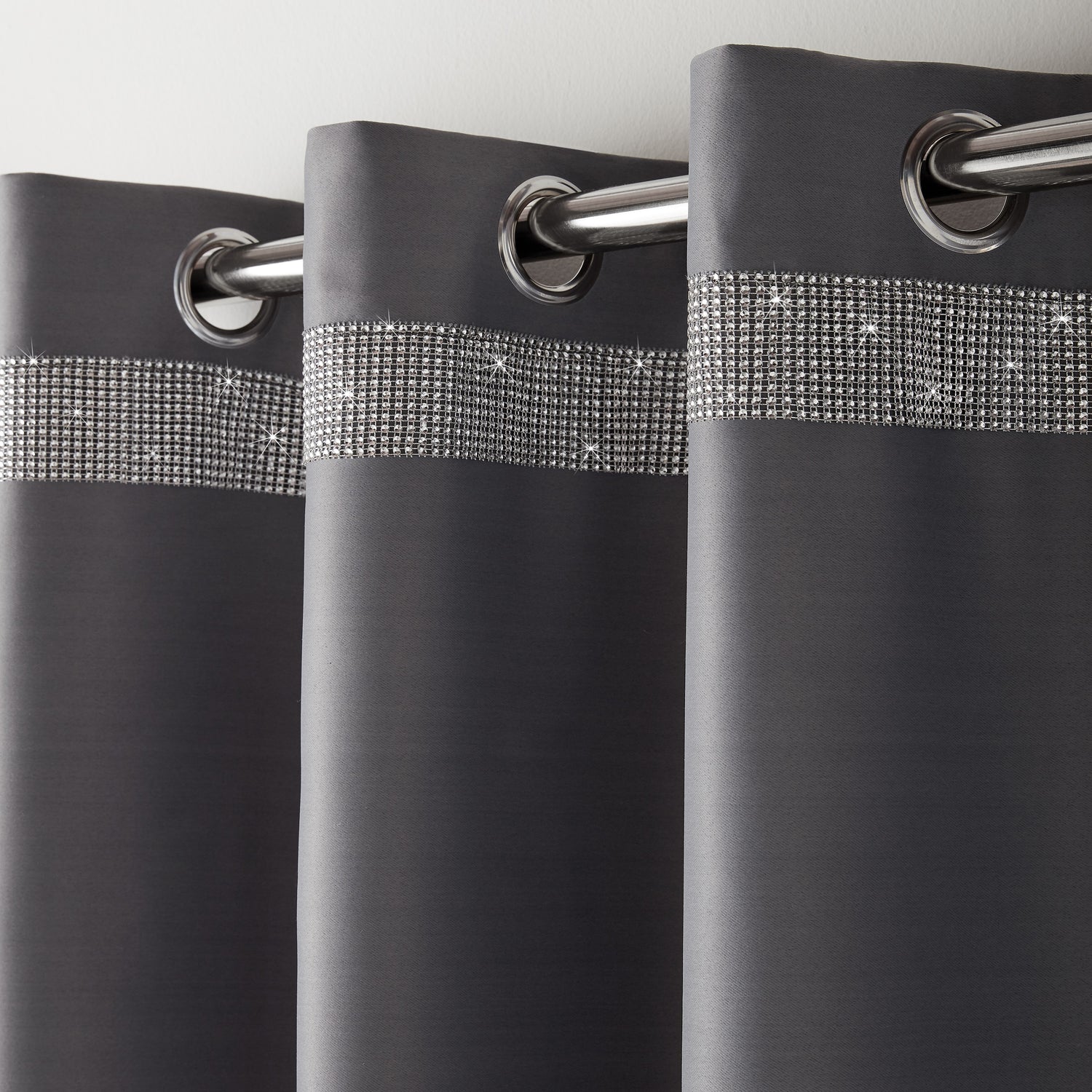 Palace Ready Made Eyelet Blockout Curtains Silver