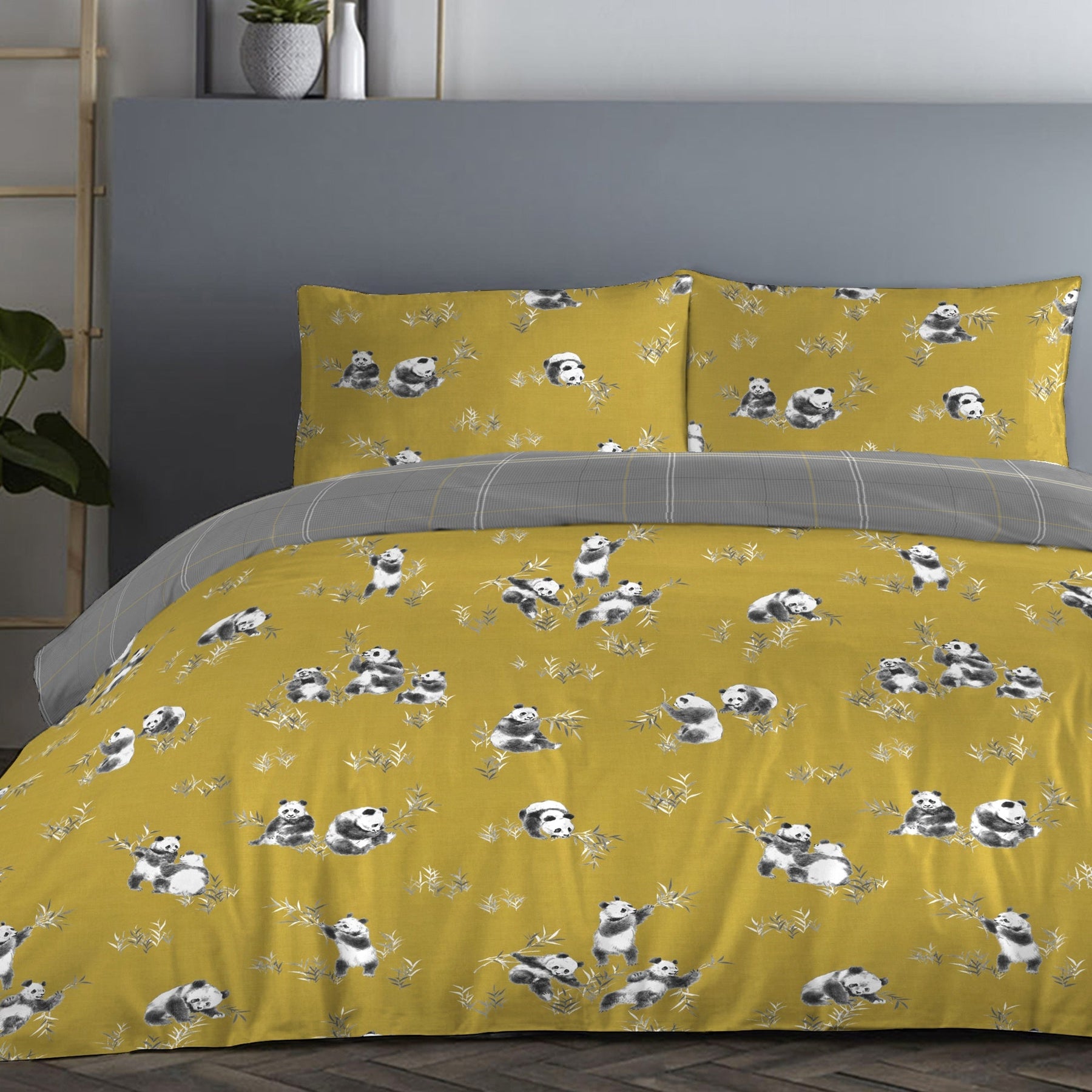 Fusion Panda Duvet Cover Bedding Set Ochre