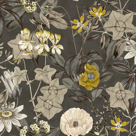 Clarke & Clarke Passiflora Fabric Charcoal