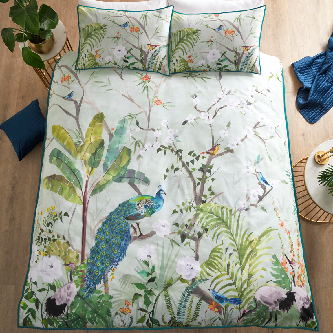 Soiree Peacock Jungle Duvet Cover Bedding Set Green