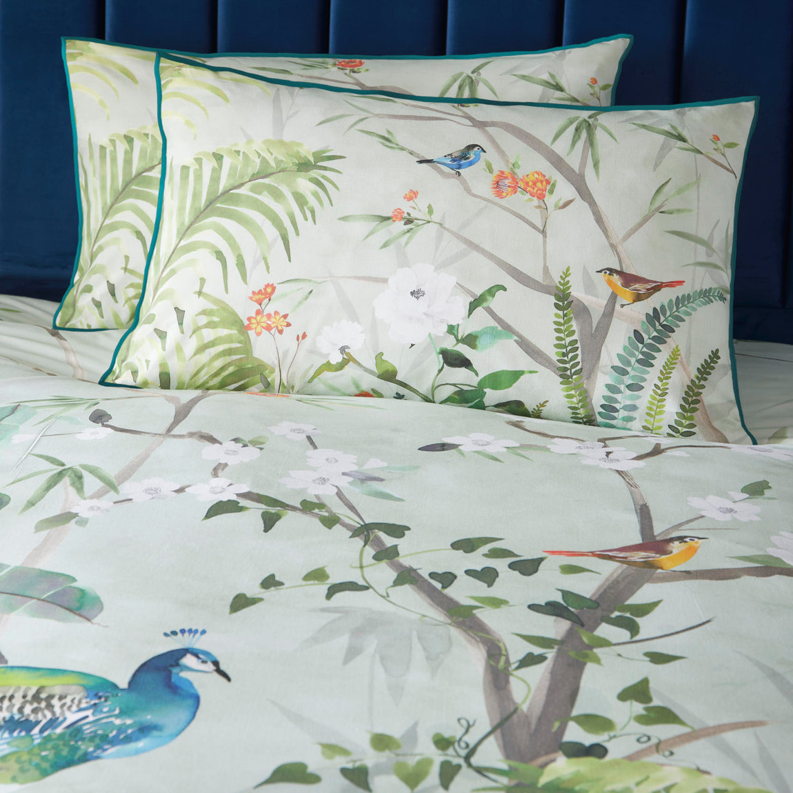 Soiree Peacock Jungle Duvet Cover Bedding Set Green