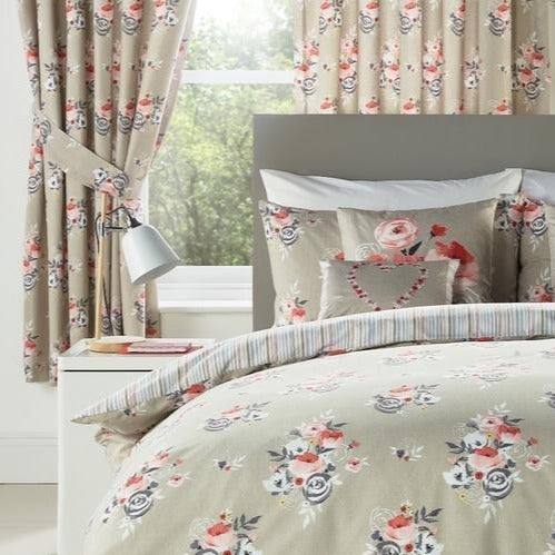 Penelope Ready Made Eyelet Curtains Coral 66 x 72
