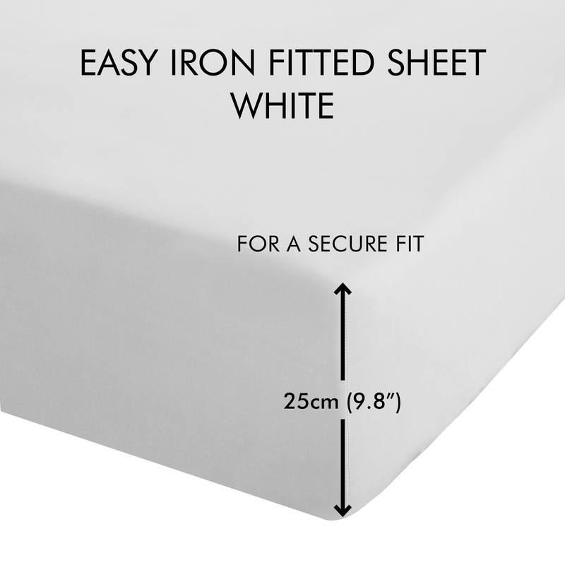 Catherine Lansfield Percale Polycotton Plain Dye Bed Linen Fitted Sheet White