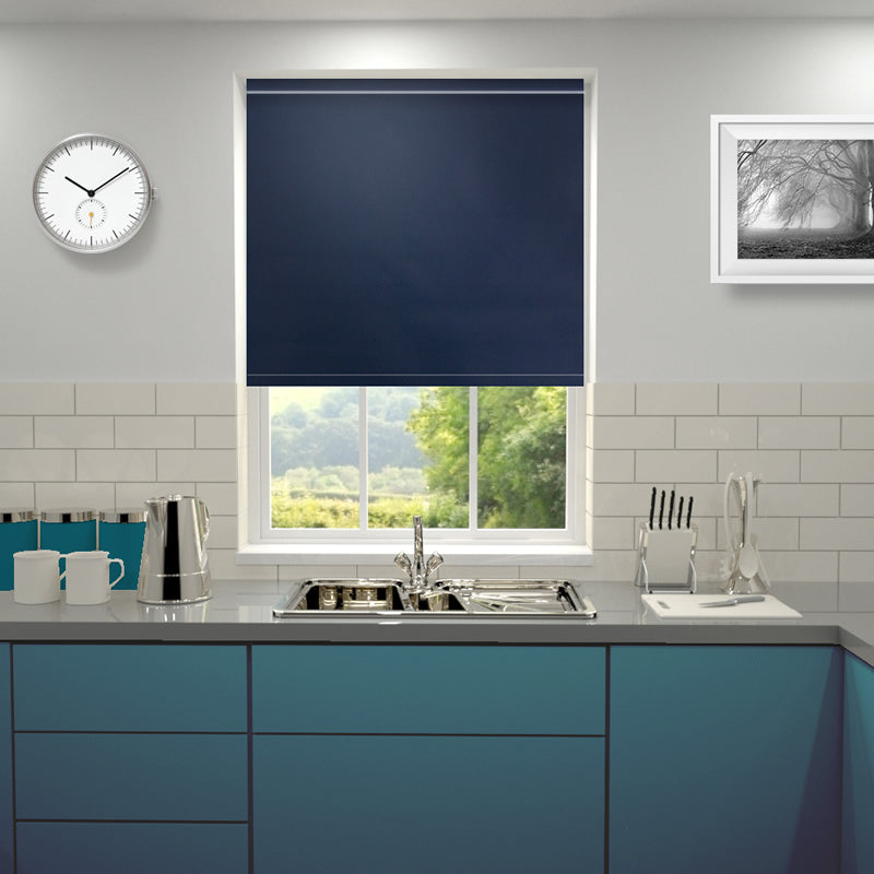 Plain PVC Made to Measure Blackout Roller Blind Marine