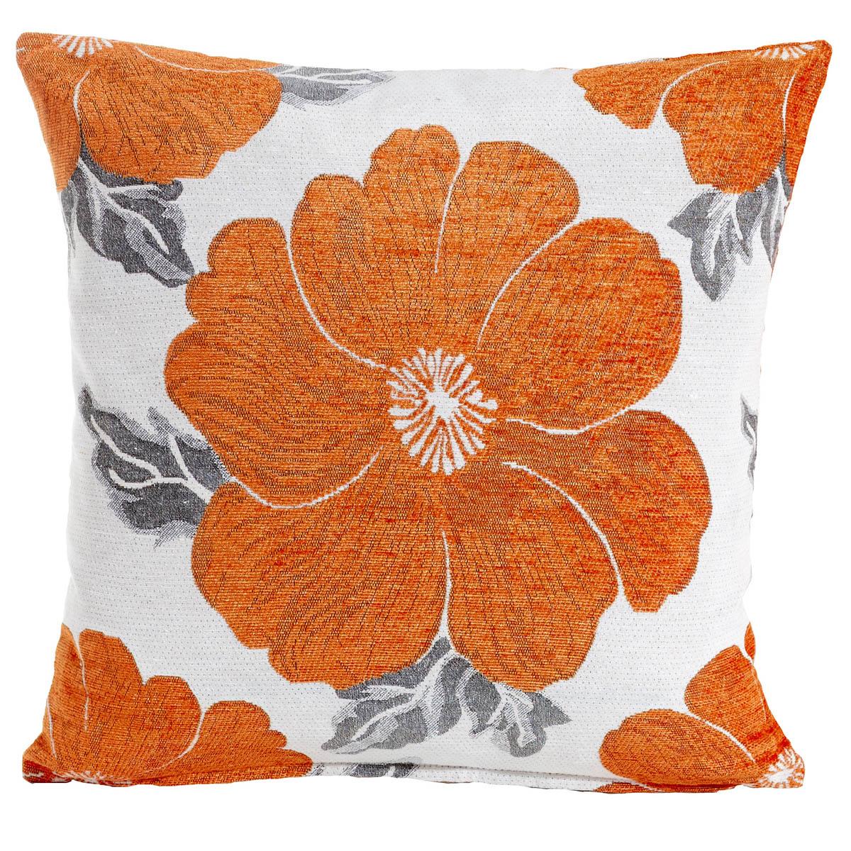 Poppy Chenille Filled Cushion Orange