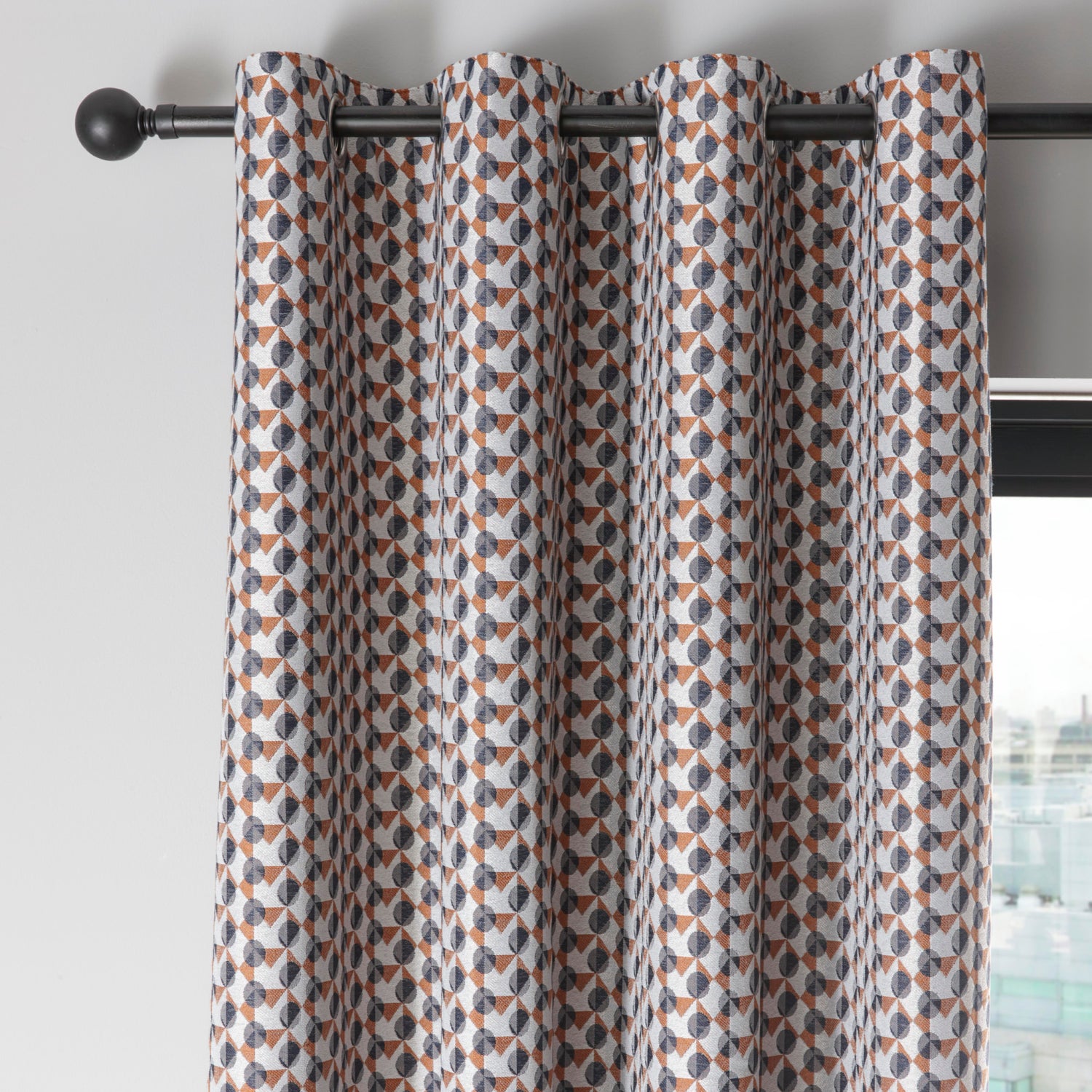 Fusion Prado Ready Made Eyelet Curtains Grey Terracotta