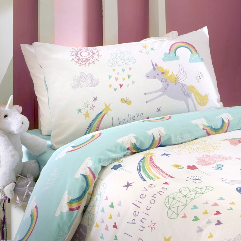 Bedlam Rainbow Unicorn Childrens Bedding Multi