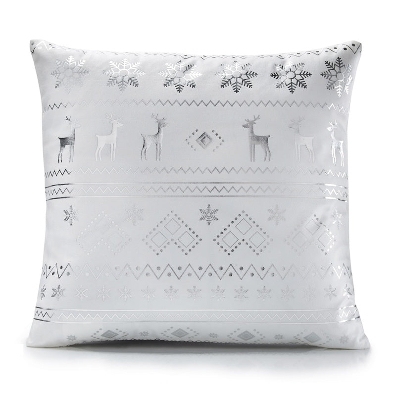 Reindeer Filled Cushion 18x18 White