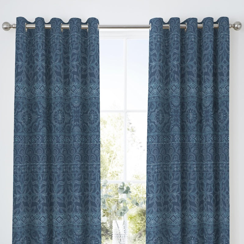 Dreams & Drapes Rohini 66x72 Ready Made Eyelet Curtains Blue