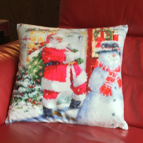 Santa House Filled Cushion 45cm x 45cm Multi