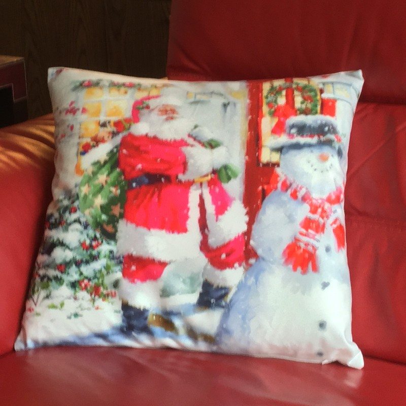 Santa House Filled Cushion 45cm x 45cm Multi