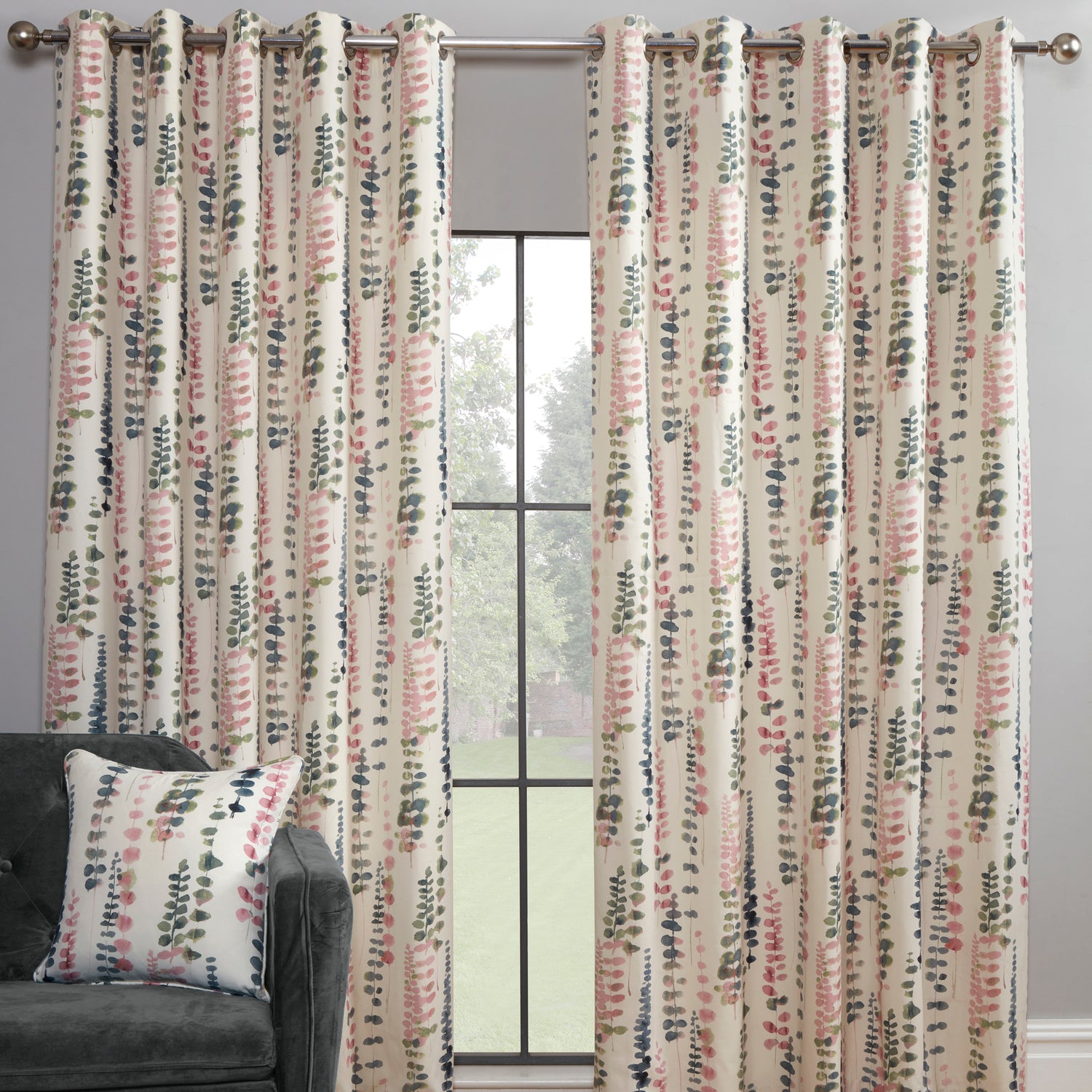 Santa Maria Ready Made Eyelet Curtains Flamingo