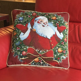 Santa Wreath Filled Cushion 45cm x 45cm Multi