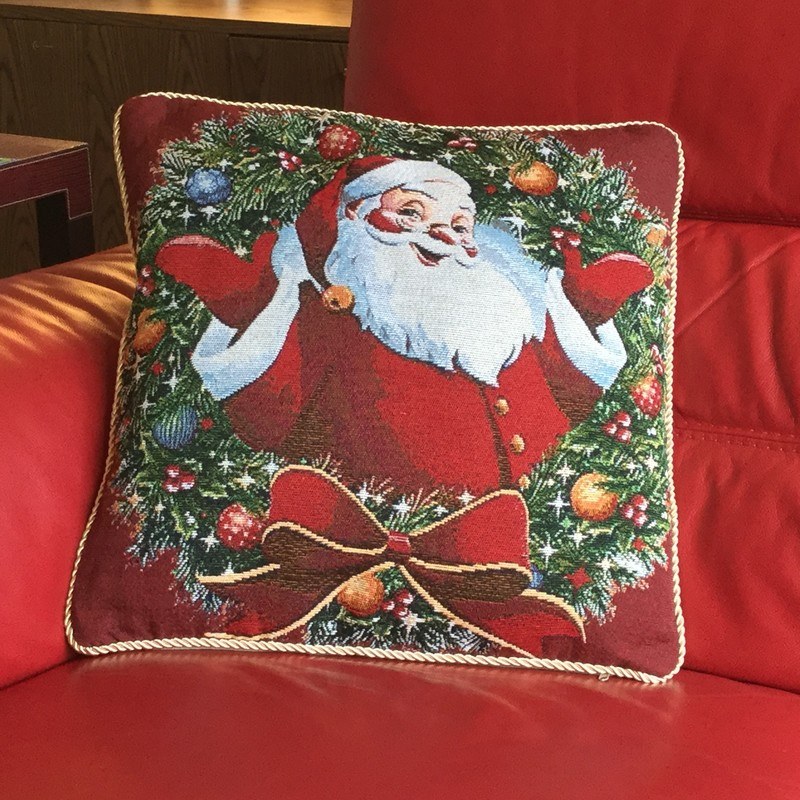 Santa Wreath Filled Cushion 45cm x 45cm Multi