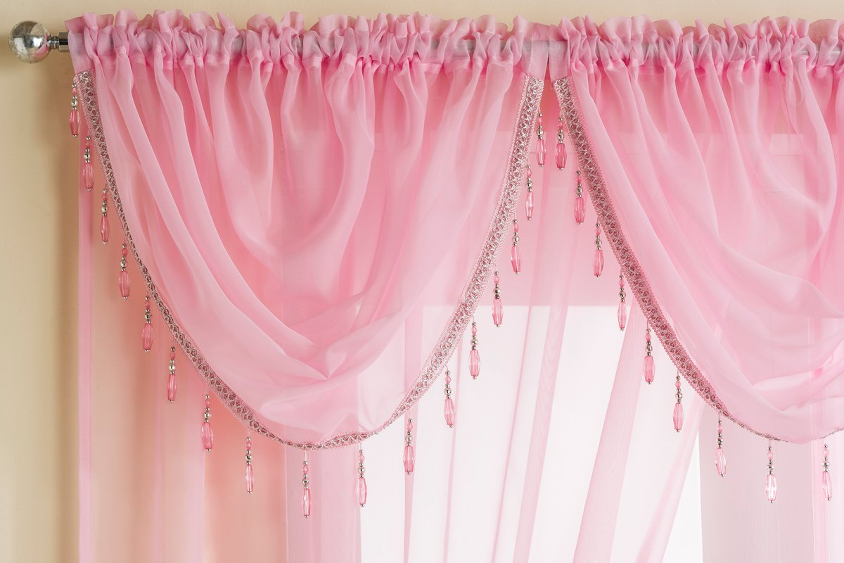 Crystal Ready Made Single Voile Curtain Pink