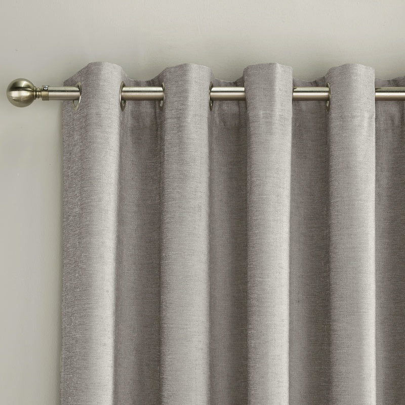 Savoy Blackout Ready Made Eyelet Curtains Grey