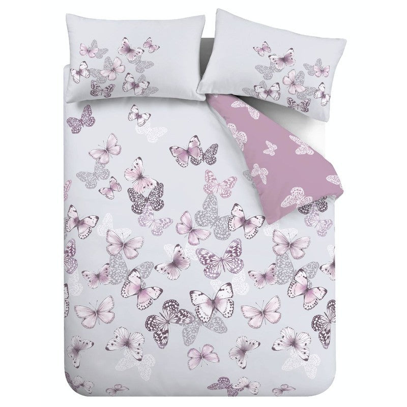 Catherine Lansfield Scatter Butterfly Duvet Cover Bedding Set Heather