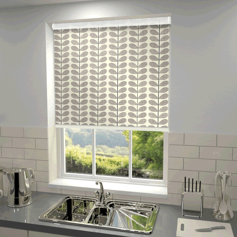 Orla Kiely Scribble Stem Made to Measure Blackout Roller Blind Grey