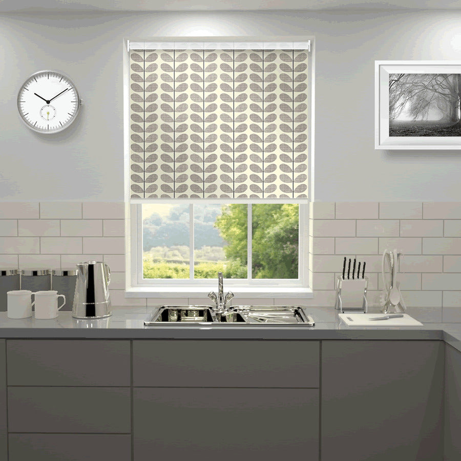 Orla Kiely Scribble Stem Made to Measure Blackout Roller Blind Grey
