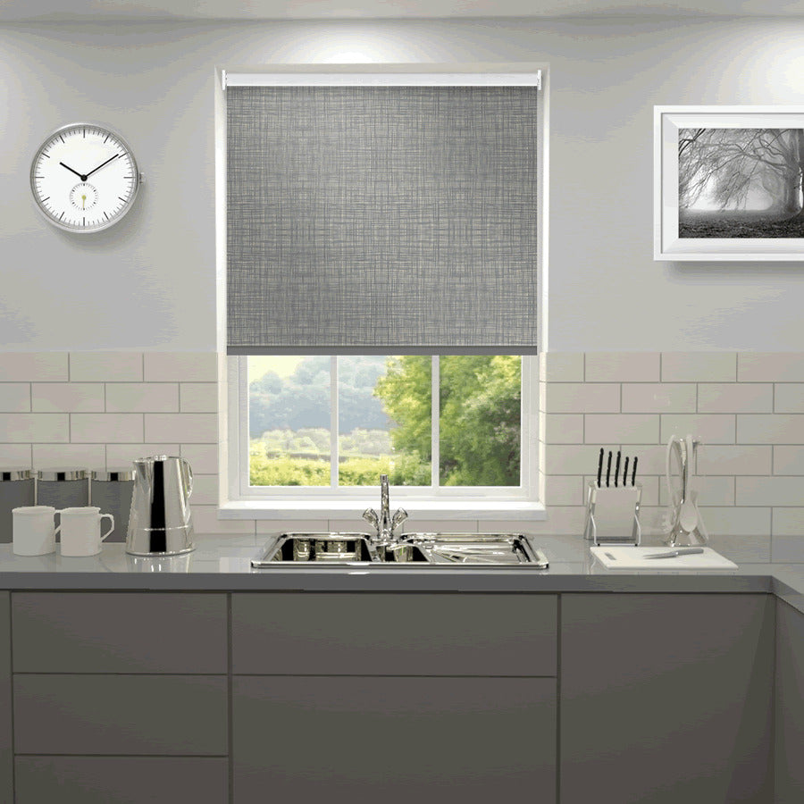 Orla Kiely Scribble Made to Measure Blackout Roller Blind Cool Grey