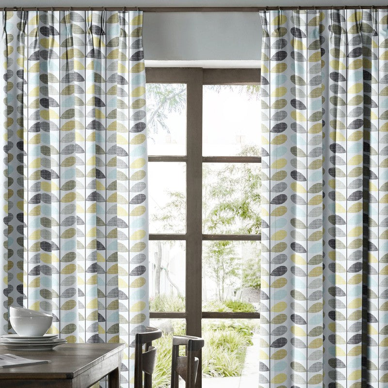 Orla Kiely Scribble Stem Curtains Seagrass and Duck Egg