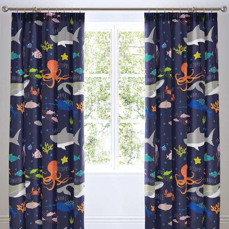 Sea Life Ready Made Curtains 66 x 72 Multi