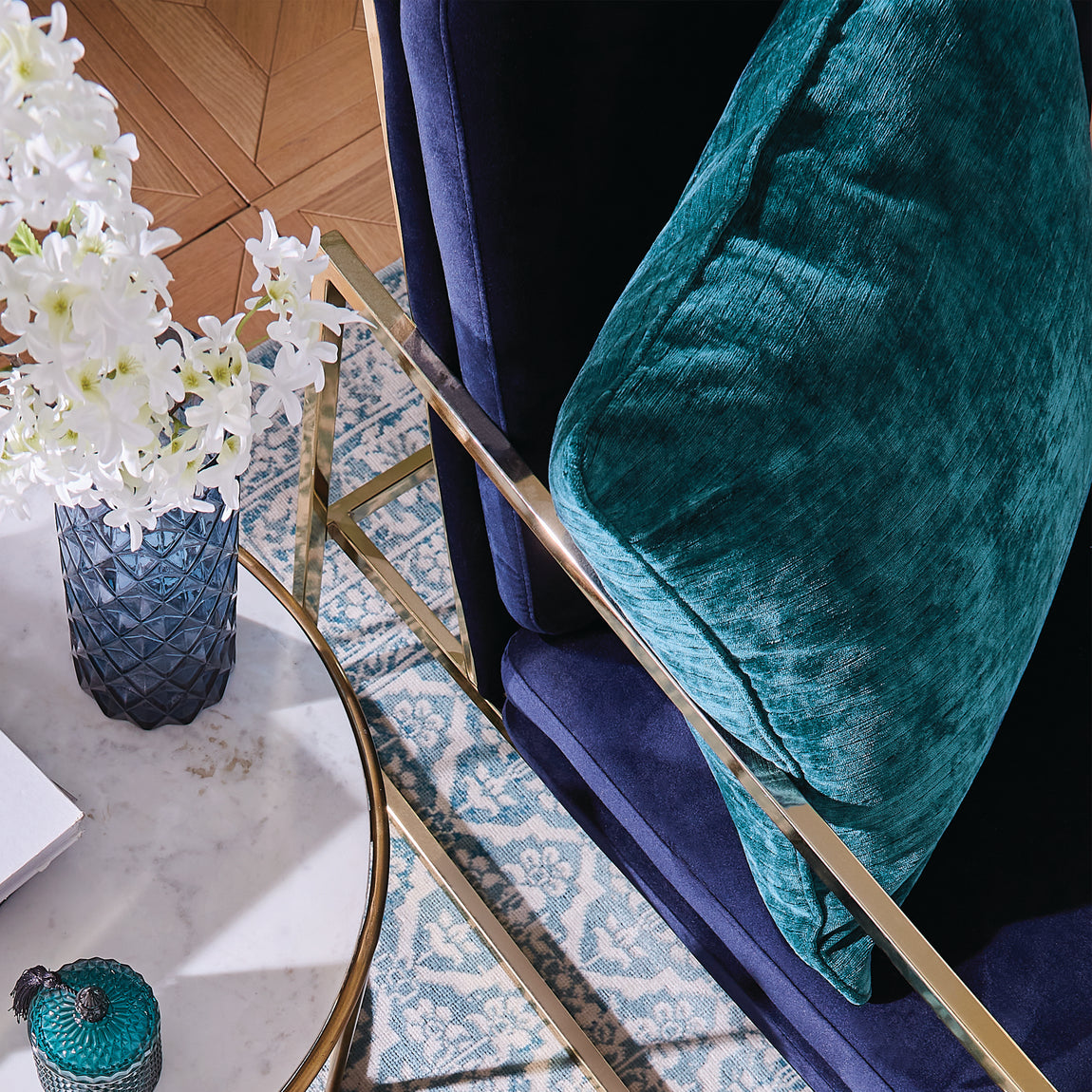 Hyperion Selene Luxury Chenille Filled Cushion 55cm x 55cm Rich Teal