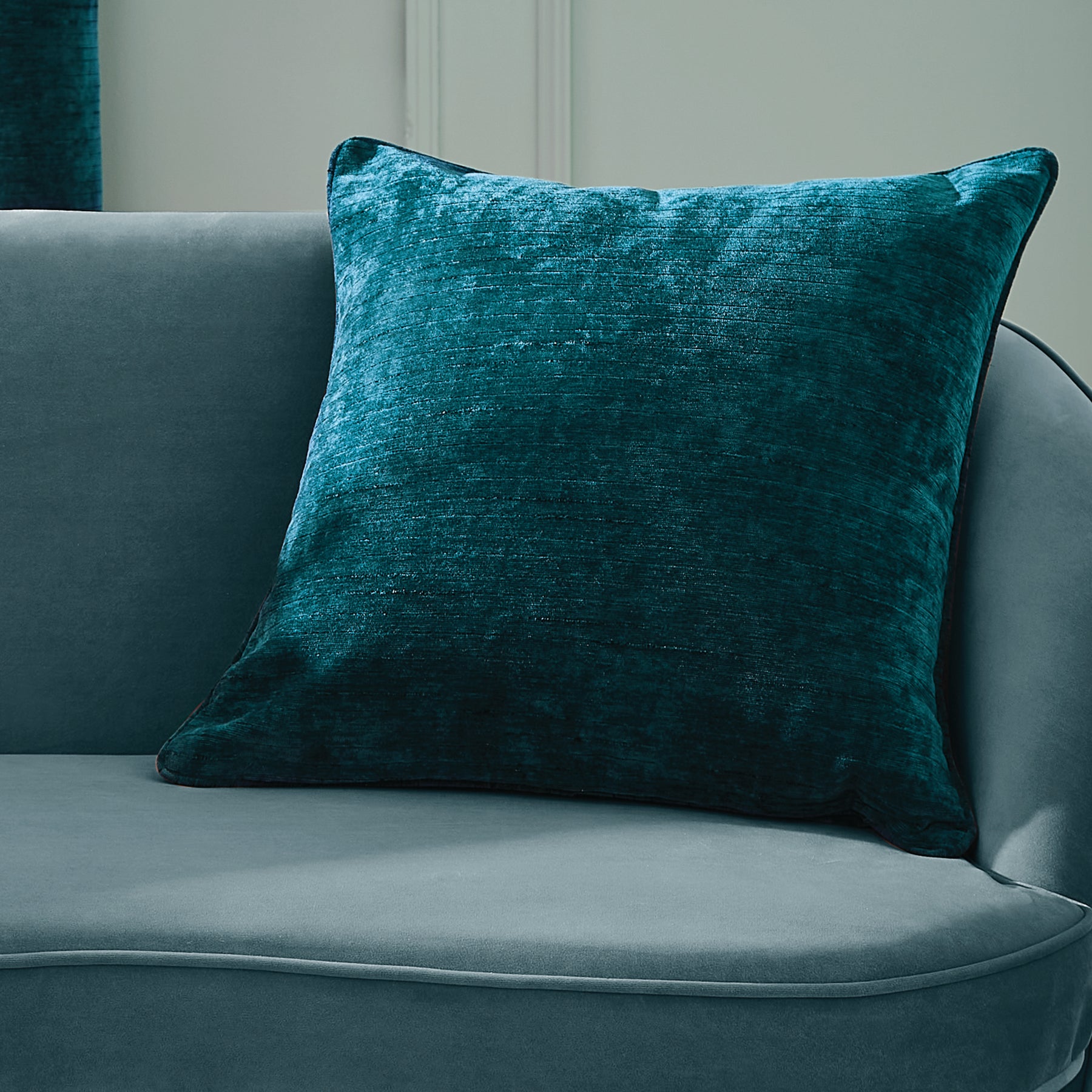 Hyperion Selene Luxury Chenille Filled Cushion 55cm x 55cm Rich Teal