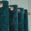 Hyperion Selene Luxury Chenille Weighted Ready Made Eyelet Curtains Rich Teal
