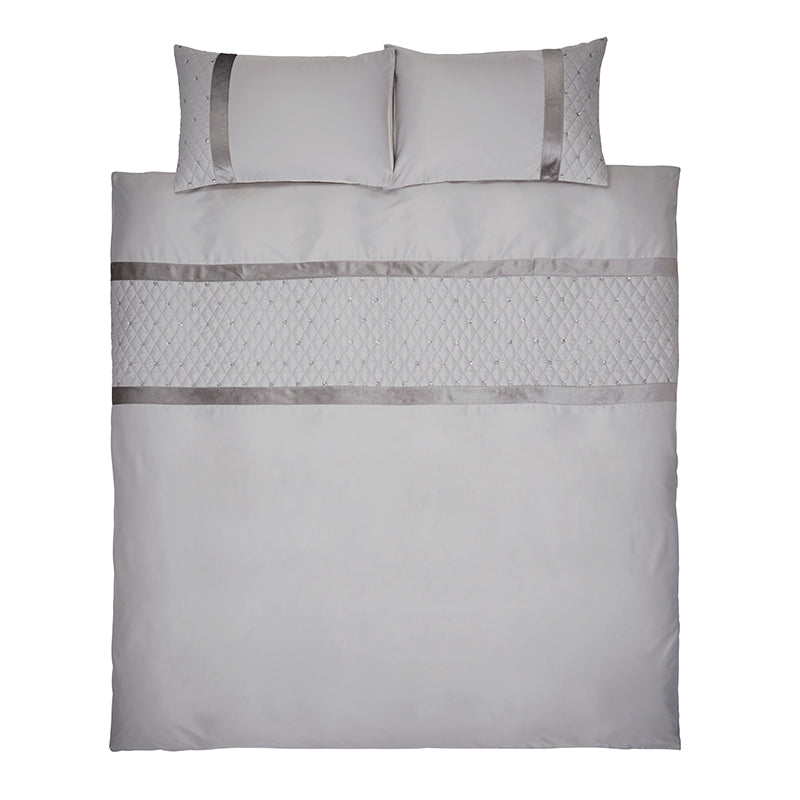Catherine Lansfield Sequin Cluster Duvet Cover Bedding Set Silver