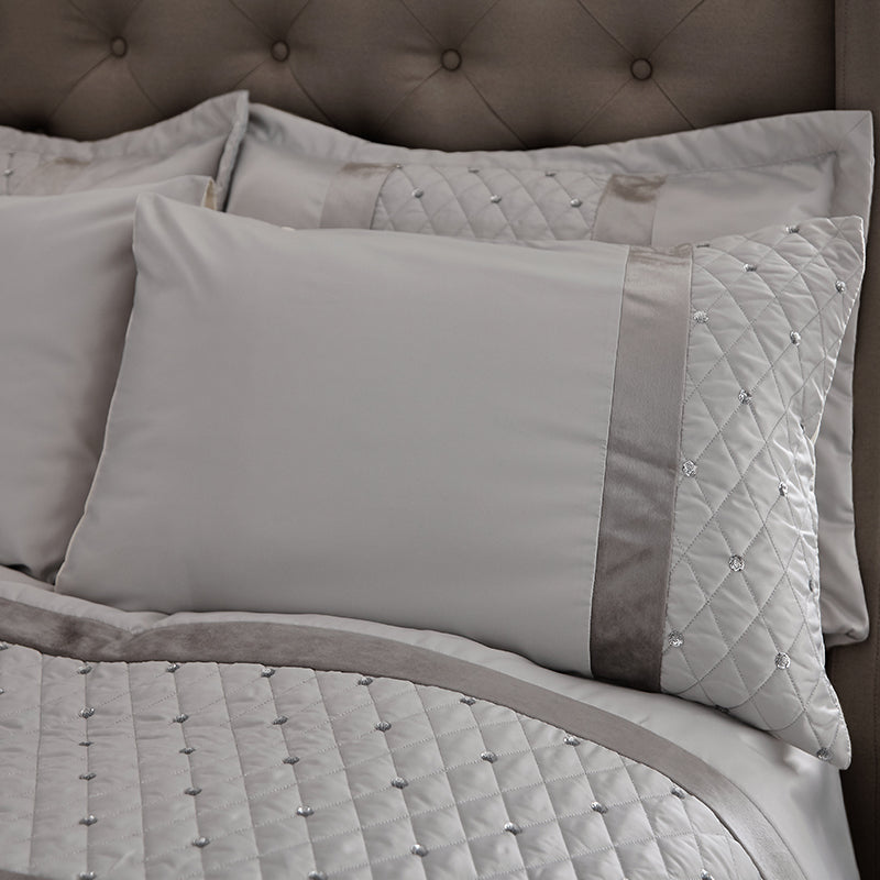Catherine Lansfield Sequin Cluster Duvet Cover Bedding Set Silver
