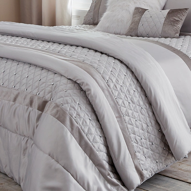 Catherine Lansfield Sequin Cluster 240cm x 260cm Bedspread Silver