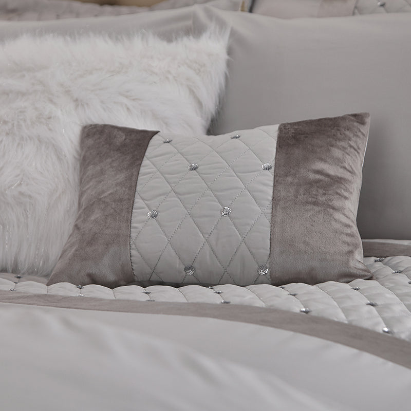 Catherine Lansfield Sequin Cluster Boudoir Filled Cushion 30cm x 40cm Silver