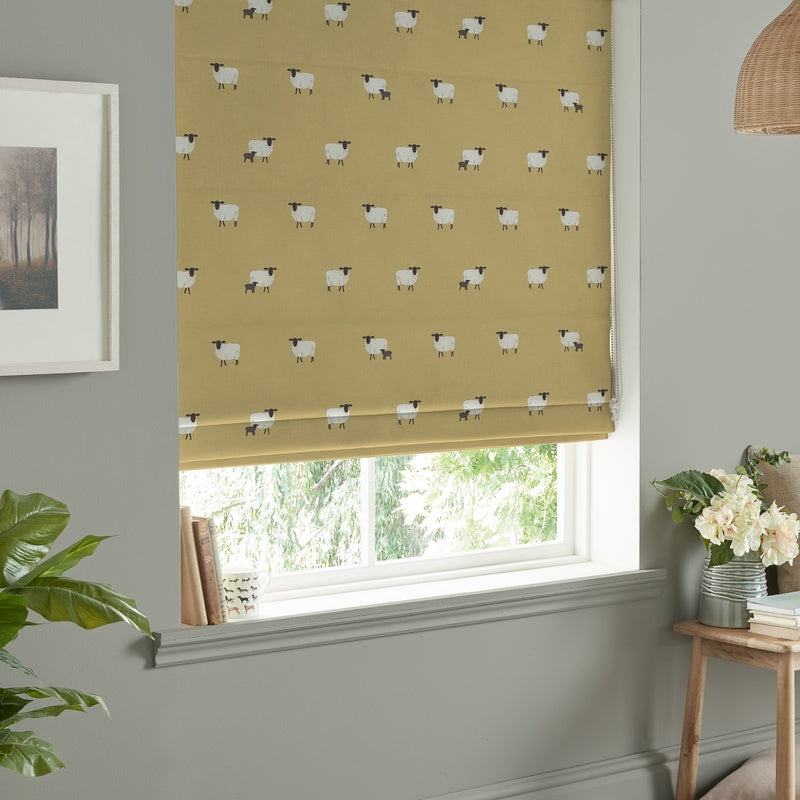 Sophie Allport Sheep Made to Measure Roman Blind Ochre