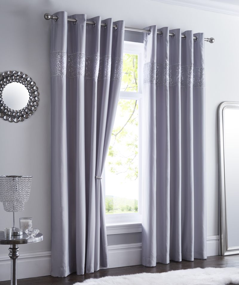 Shimmer Ready Made Eyelet Curtains Silver