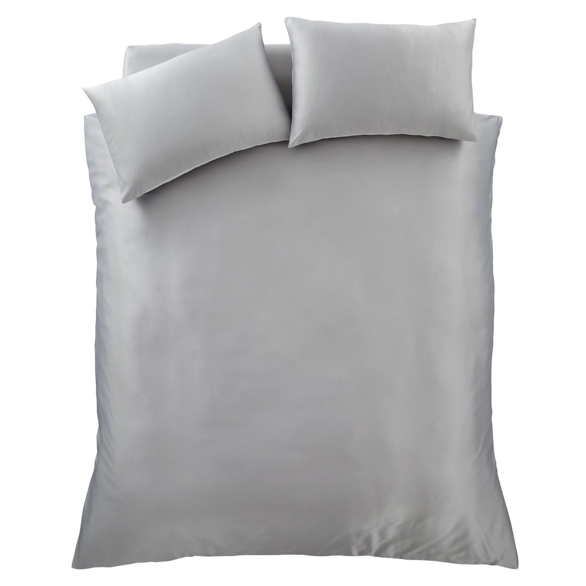 Catherine Lansfield Silky Soft Satin Duvet Cover Bedding Set Silver Grey