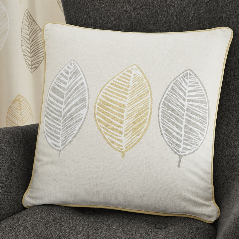 Fusion Skandi Leaf Filled Cushion 43cm x 43cm Ochre