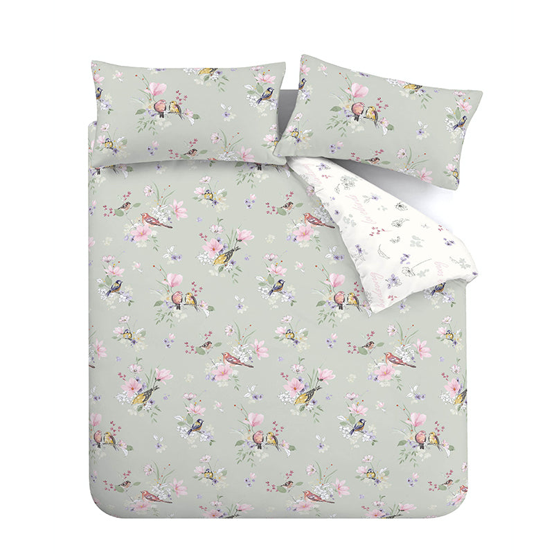 Catherine Lansfield Songbird Duvet Cover Bedding Set Sage