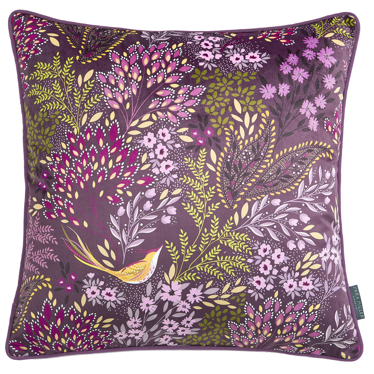 Sara Miller Songbird Filled Cushion 50cm x 50cm Plum