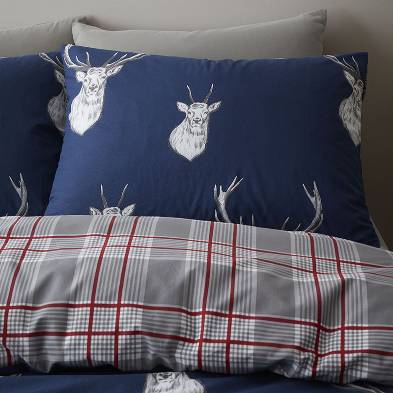 Navy Catherine Lansfield Stag Duvet Cover Bedding Set Terrys
