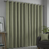 Fusion Strata Woven Dimout Ready Made Eyelet Curtains Green