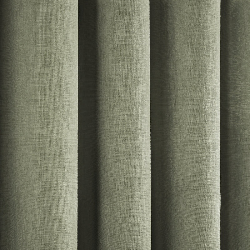 Fusion Strata Woven Dimout Ready Made Eyelet Curtains Green