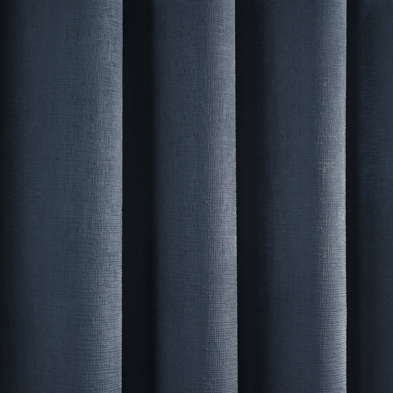 Fusion Strata Woven Dimout Ready Made Eyelet Curtains Navy