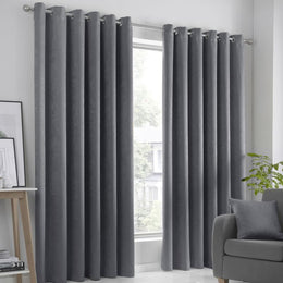 Fusion Strata Woven Dimout Ready Made Eyelet Curtains Charcoal