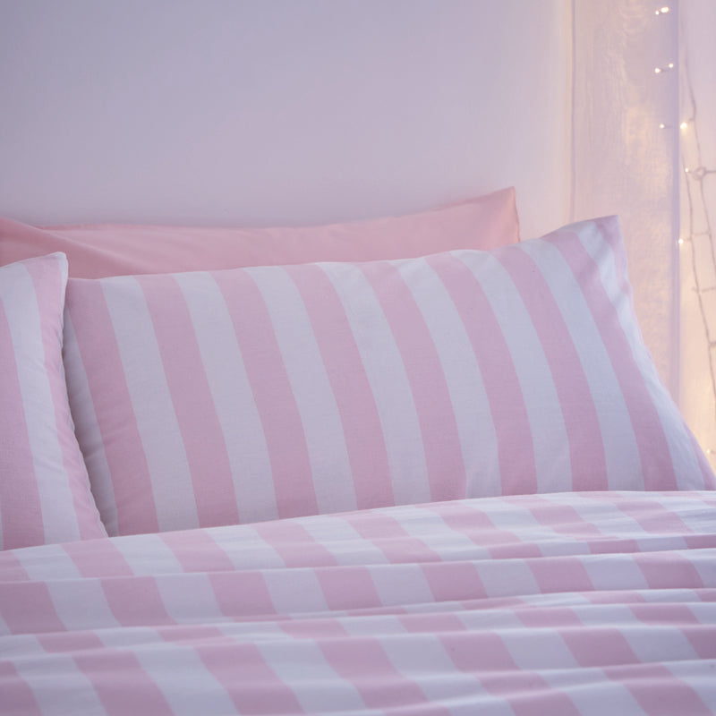 Sassy B Stripe Tease Duvet Cover Bedding Set White Pink