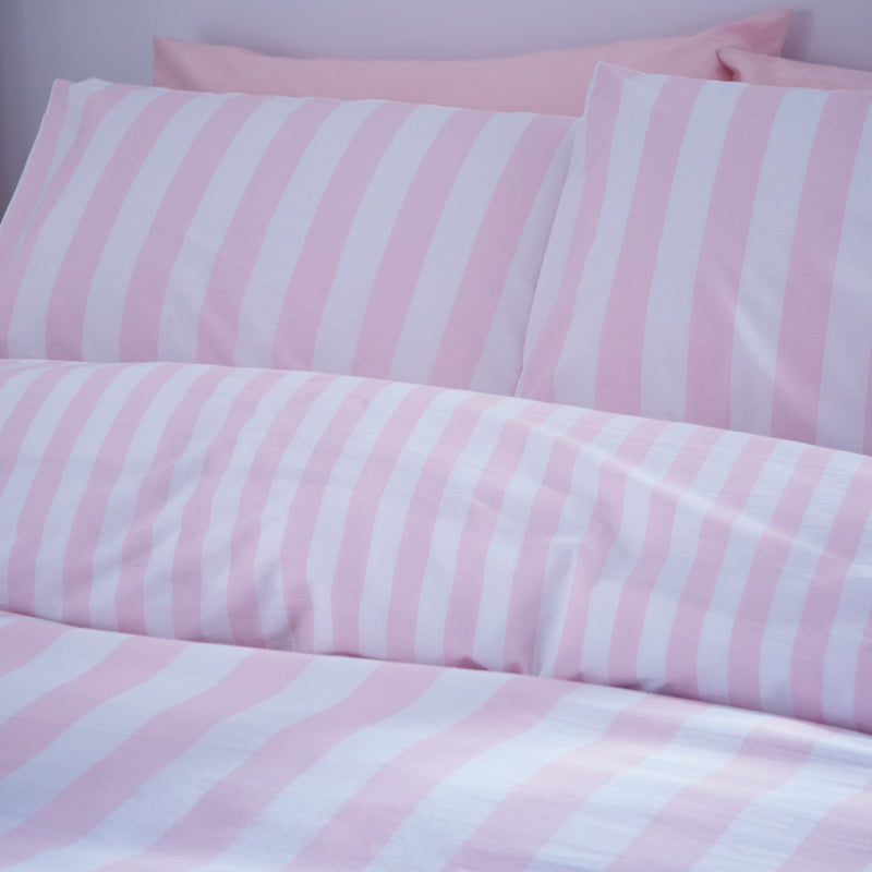 Sassy B Stripe Tease Duvet Cover Bedding Set White Pink