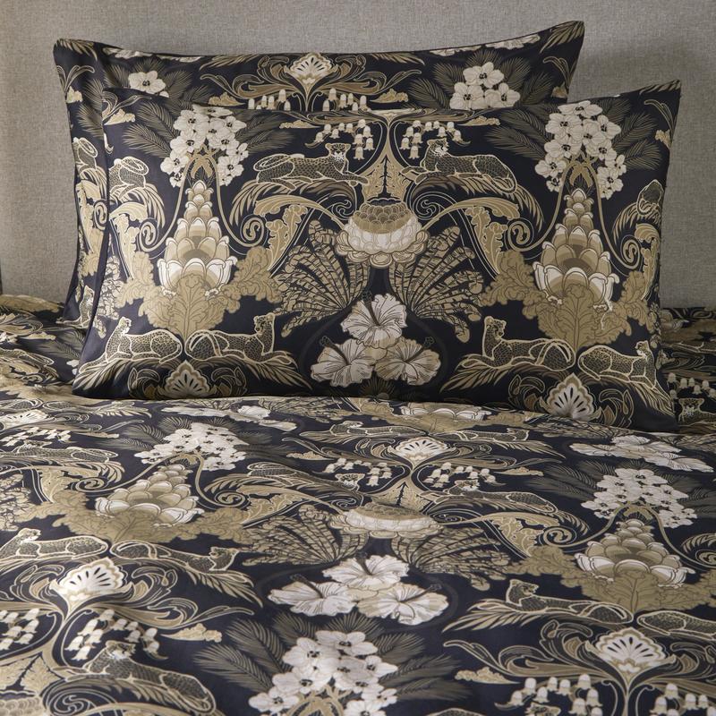 Laurence Llewelyn-Bowen Suburban Jungle Duvet Cover Bedding Set Black Gold