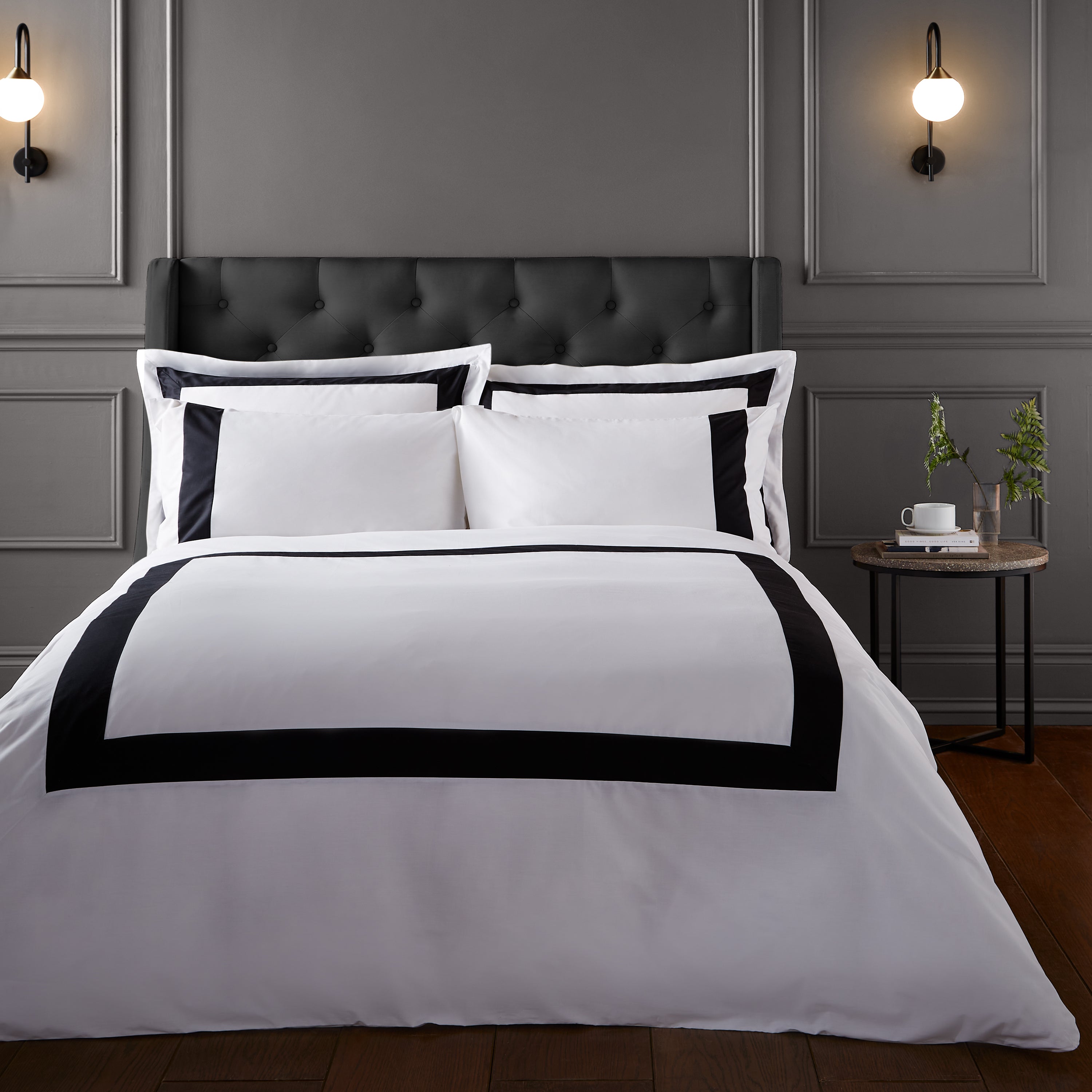 White Black Bianca Tailored Duvet Cover Bedding Set Terrys