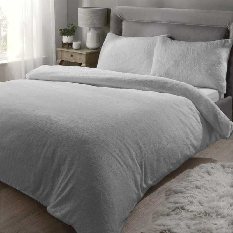 Teddy Silver Duvet Cover Bedding Set Silver