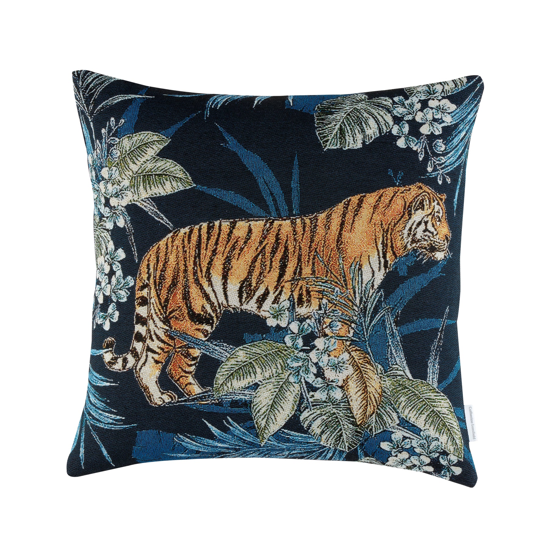 Catherine Lansfield Tiger Tropicana Filled Cushion 45cm x 45cm Navy Blue
